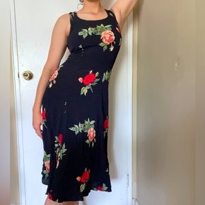 Vintage R.J. Stevens by Carol Escritor dress in black with floral details
